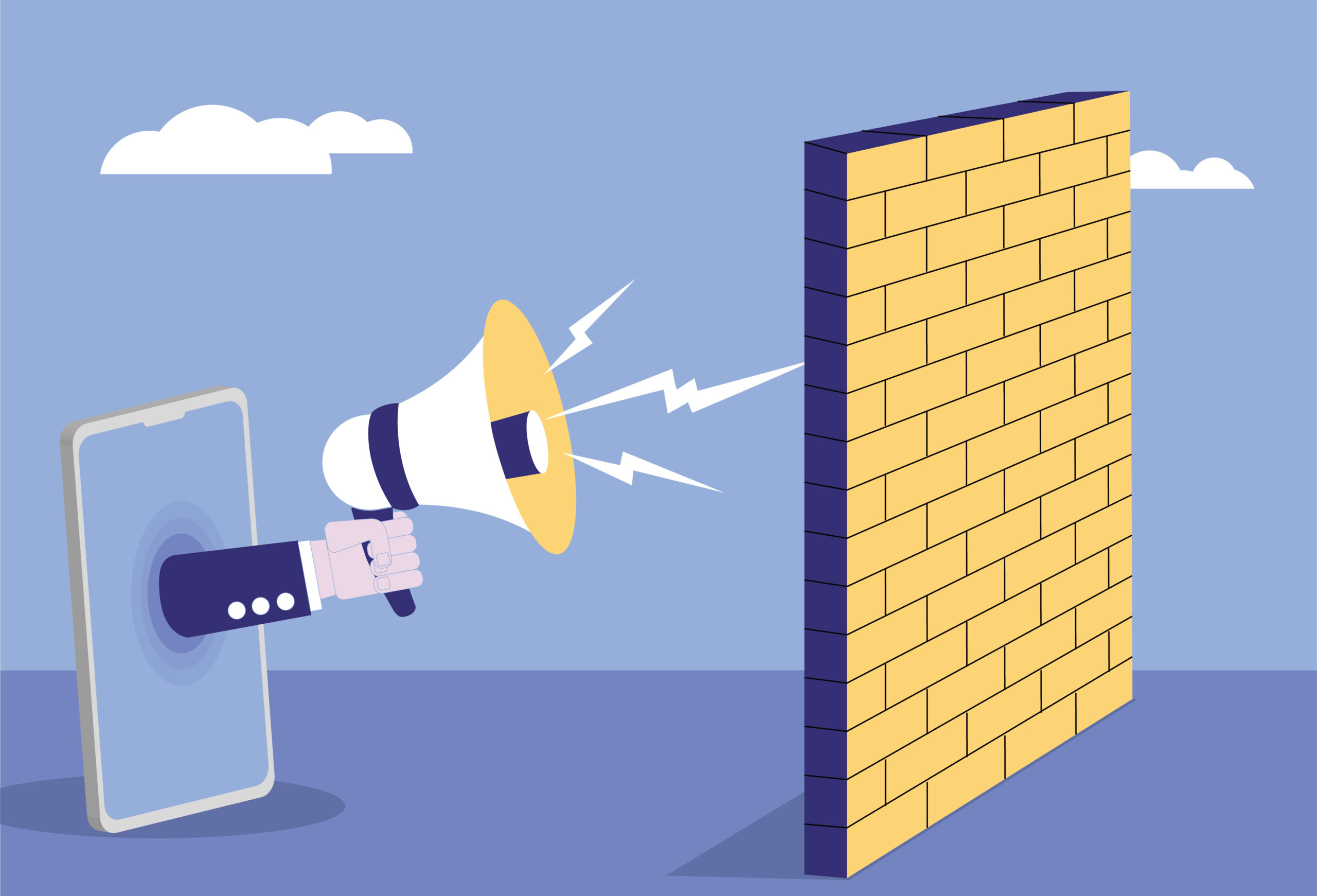 cell phone, loudspeaker, wall